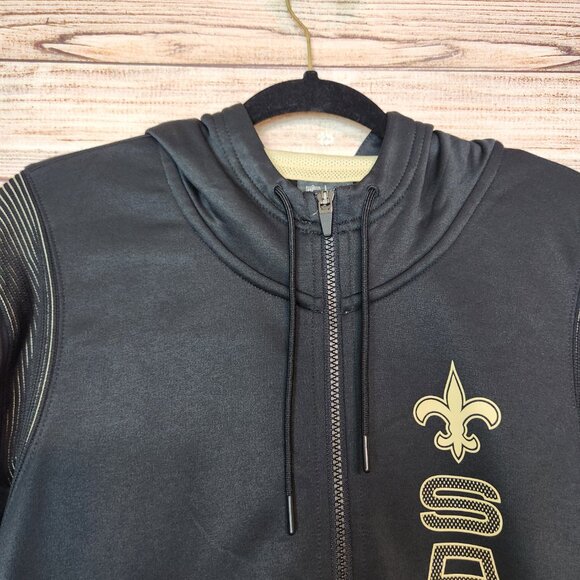 Nike Men's Size L NFL New Orleans Saints Dri Fit On-Field Hoodie Black Zip Up - Picture 3 of 16